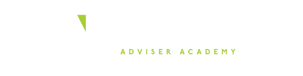 Logo with green geometric shape and