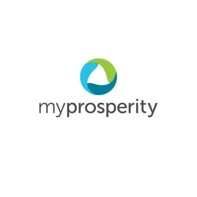 Logo of myprosperity: a blue, teal, and green circular design above the company name in gray.