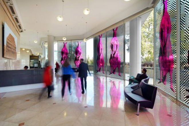 The Value of Art in the Workplace - Australian Art - Workplace Design - Words: Freya Lombardo - Image of Reko Rennie's Big Red: courtesy Wesfarmers