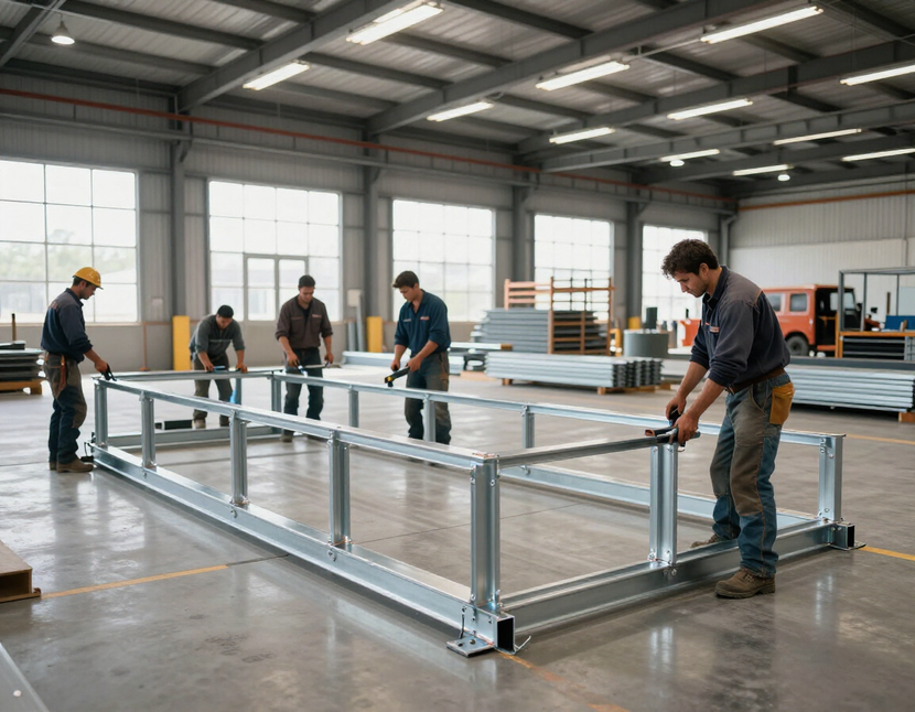 Factory floor modular unit assembly