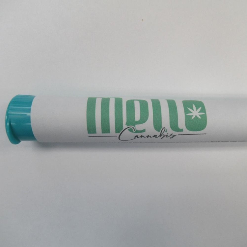 White pre-roll tube with teal cap, green 
