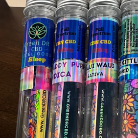 Four CBD tubes with labels: 