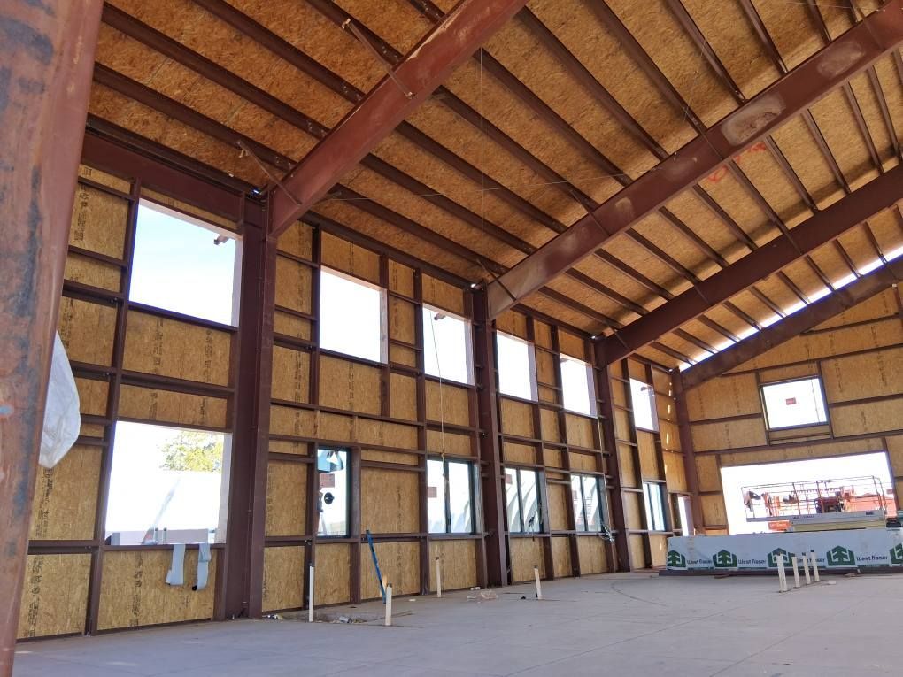 The inside of a building with a lot of windows