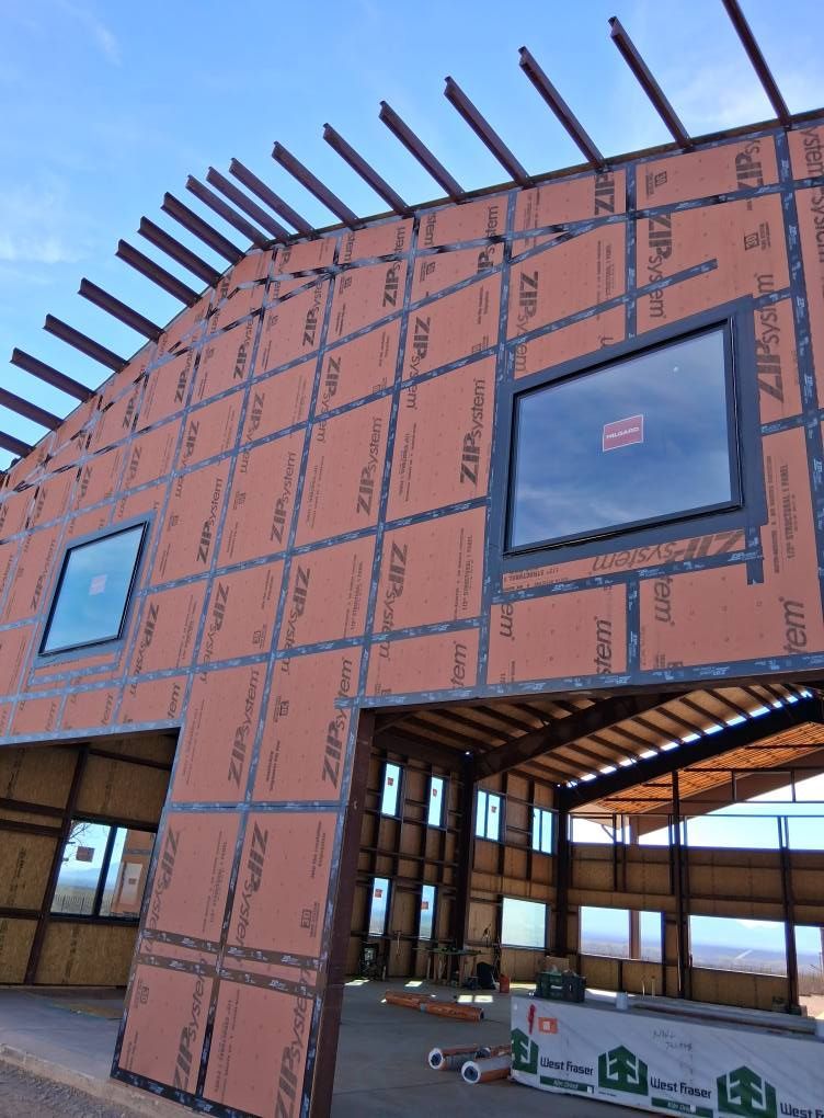 A building with a lot of windows is being built