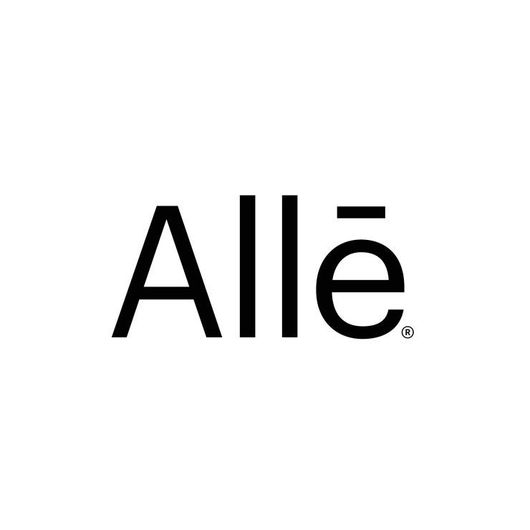 A black and white logo for alle on a white background.