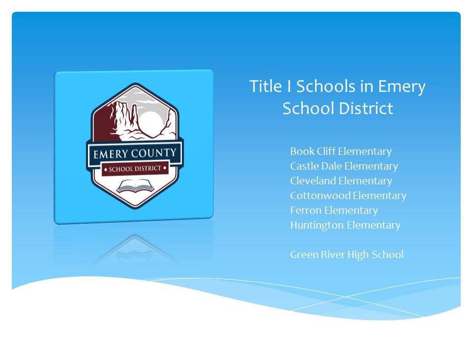 A blue sign that says title 1 schools in emery school district