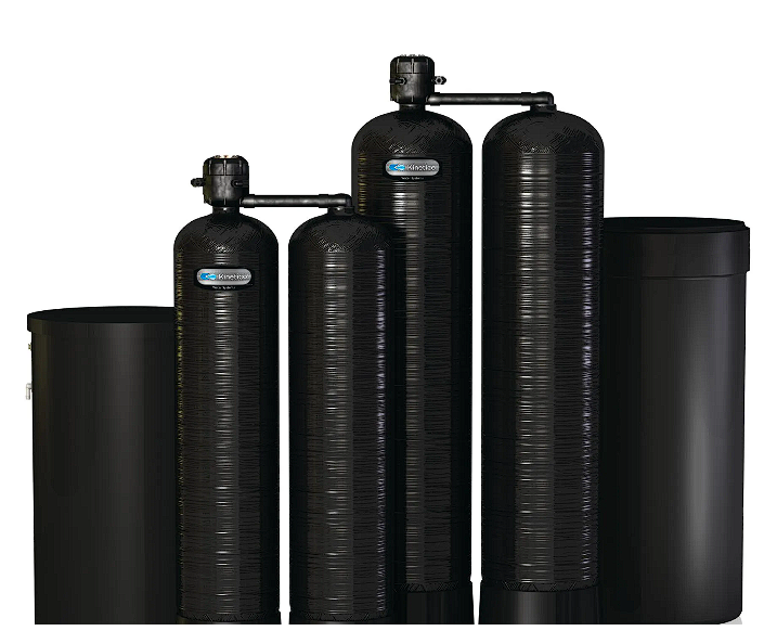 Water filtration system consisting of several black tanks and a salt storage tank.