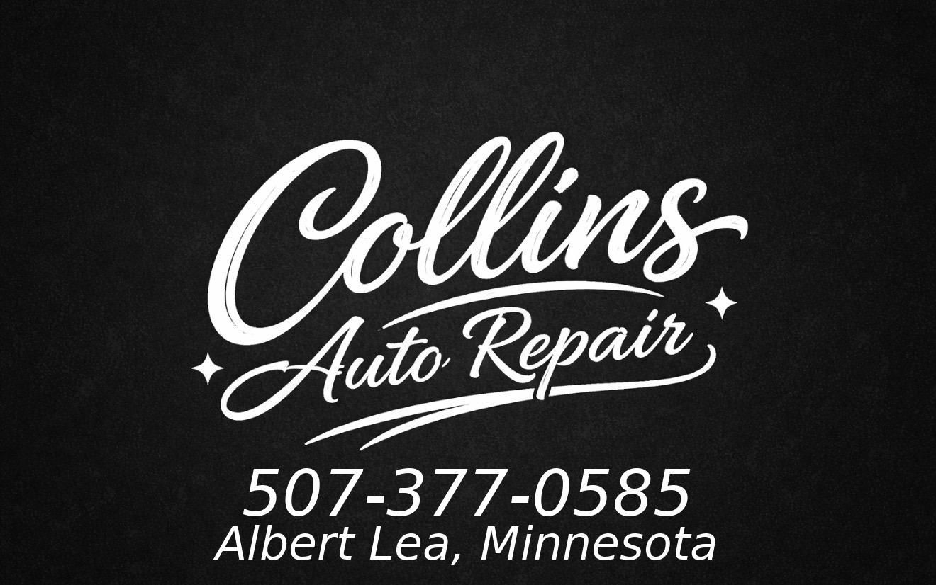 Collins Auto Repair logo with phone number 507-377-0585 and Albert Lea, Minnesota