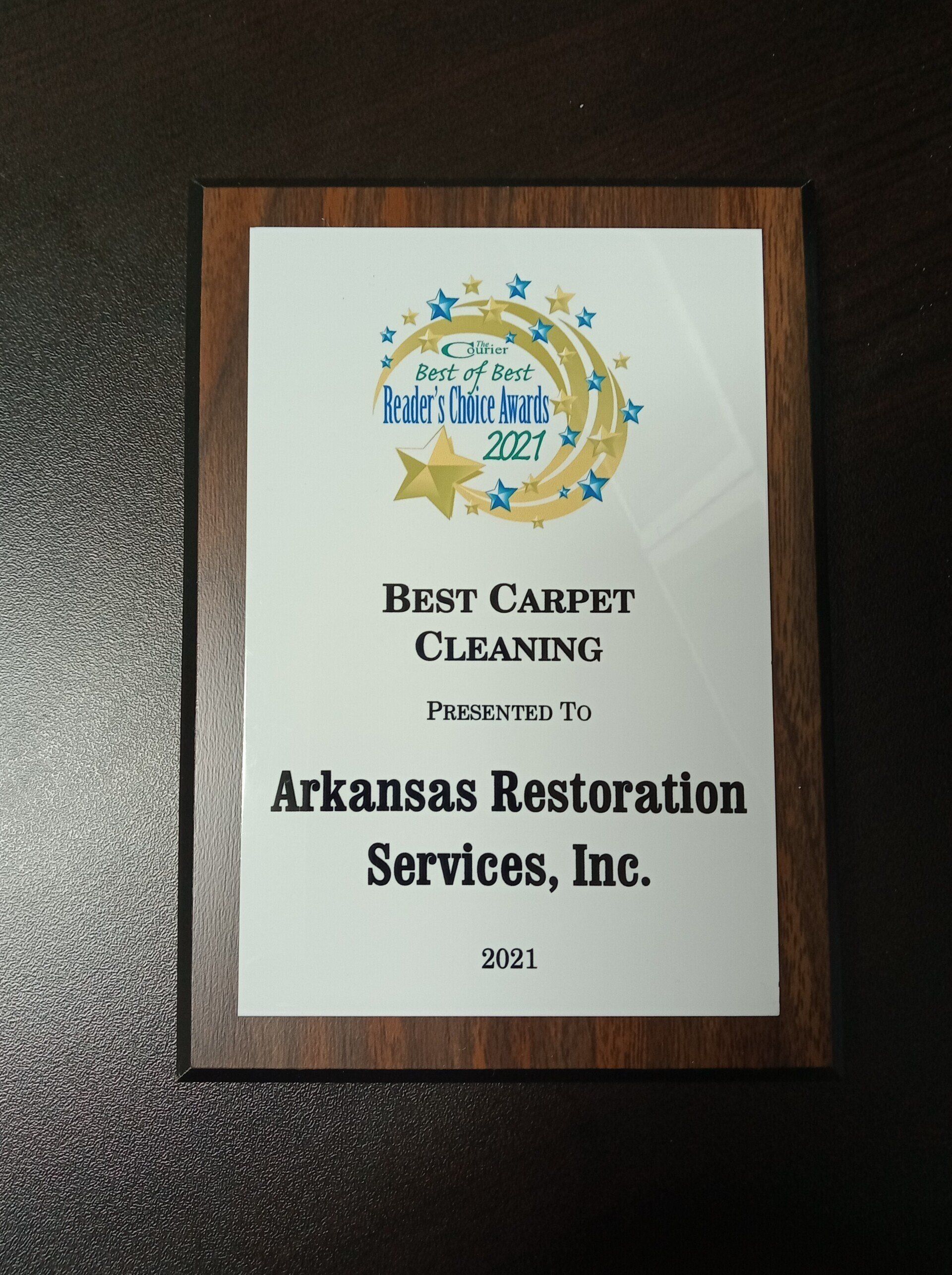 Awards given for carpet cleaning services in Russellville, Arkansas