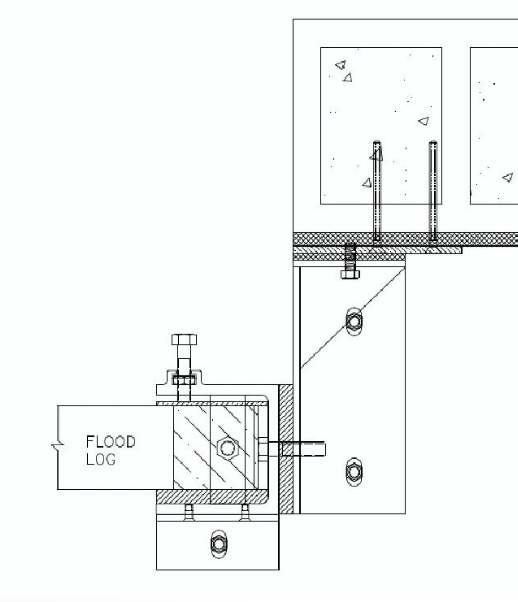 A black and white drawing of a flood log.