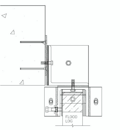 A black and white drawing of a flood log.