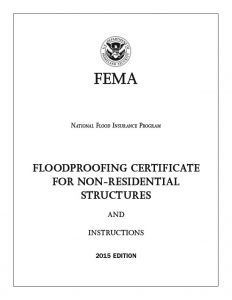 A floodproofing certificate for non-residential structures and instructions