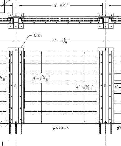 A black and white drawing of a fence with measurements.