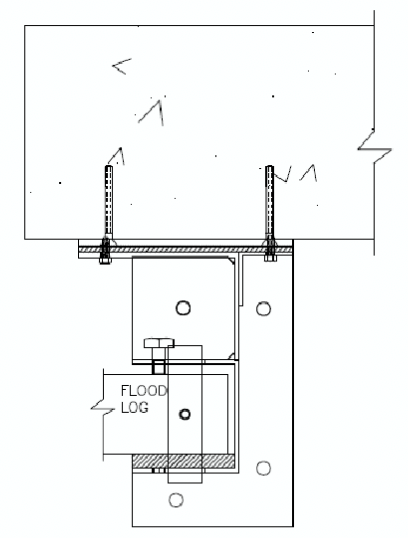 A black and white drawing of a flood log