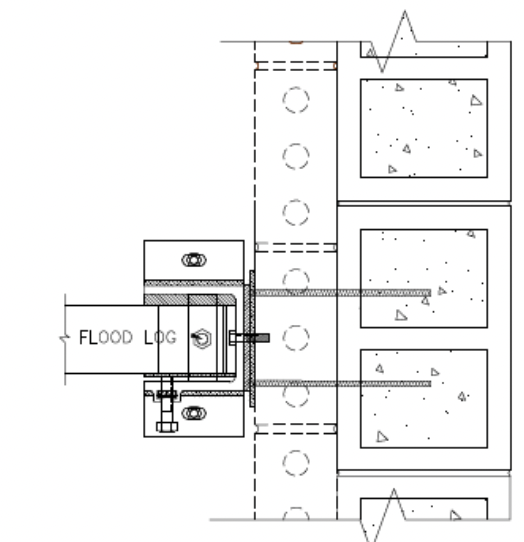 A black and white drawing of a flood log on a wall.