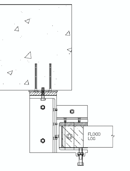 A black and white drawing of a flood log.