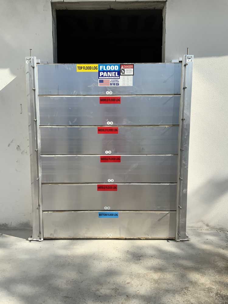 A flood panel is sitting in front of a window