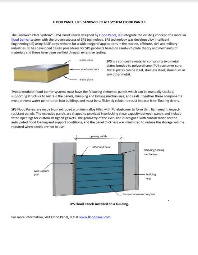 A diagram of a flood barrier on a white background.