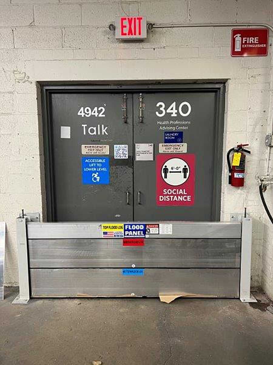 A door with a sign on it that says `` exit 340 ''.