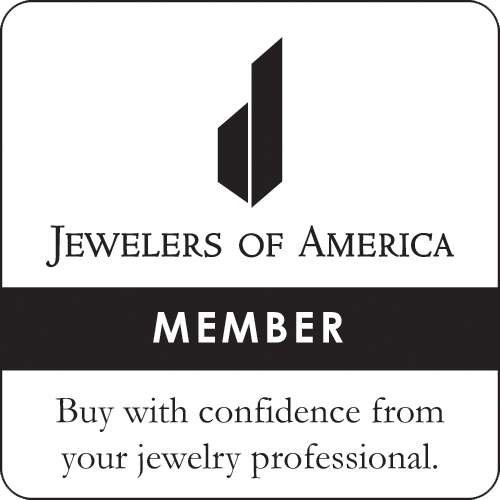 A logo for jewelers of america member buy with confidence from your jewelry professional.