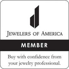 A logo for jewelers of america member buy with confidence from your jewelry professional.