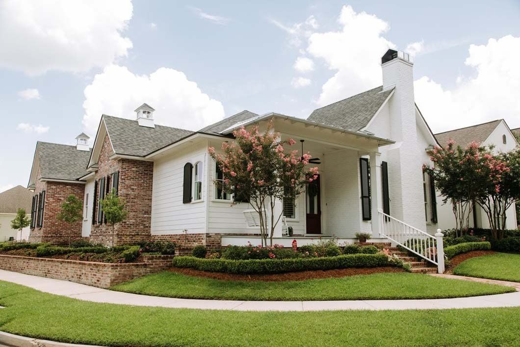 landscape in front of a porch
