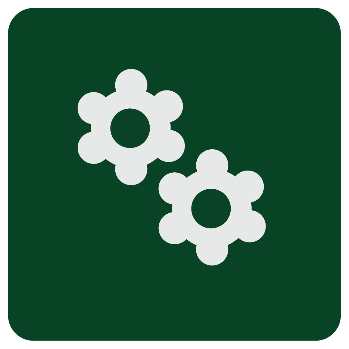 A green square with two white flowers on it.