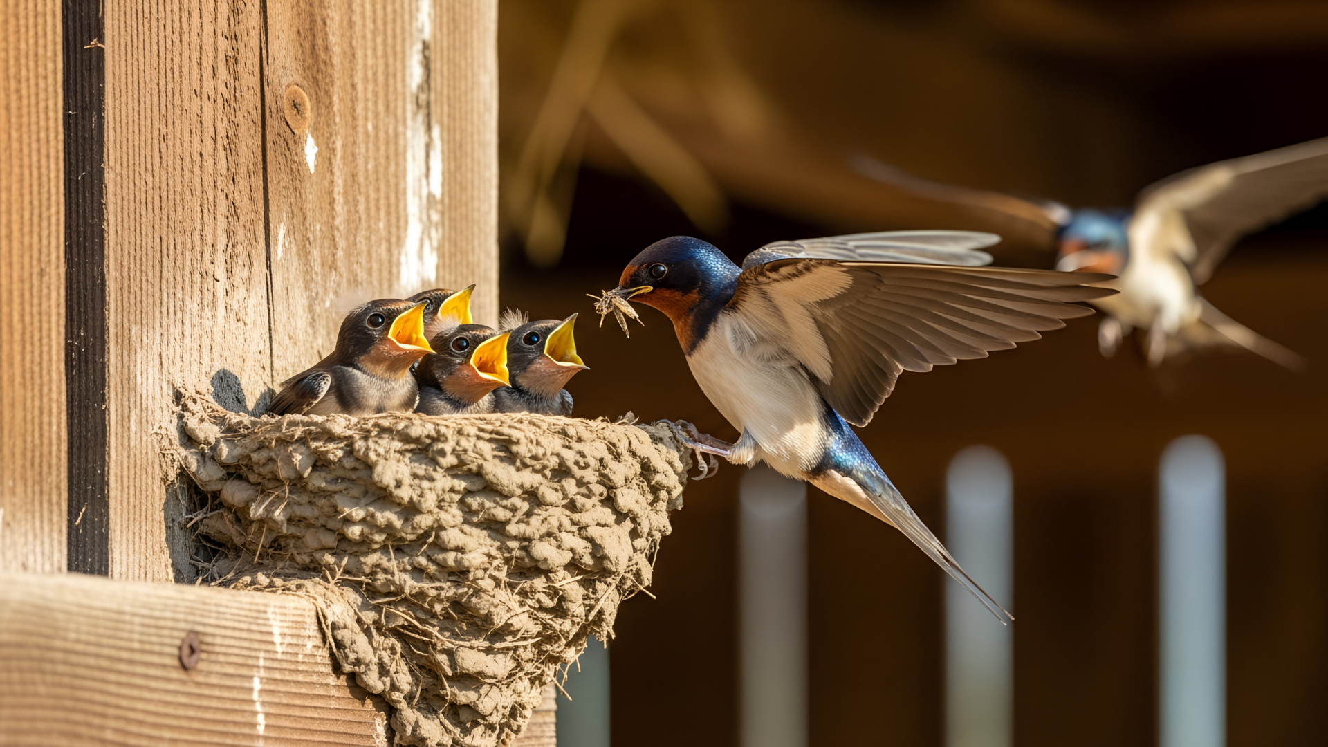 mud swallow feeding birds