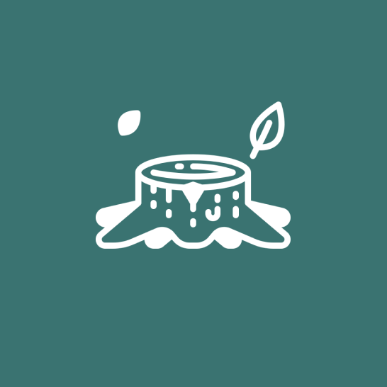 Une icône d'une souche d'arbre avec des feuilles qui en sortent.