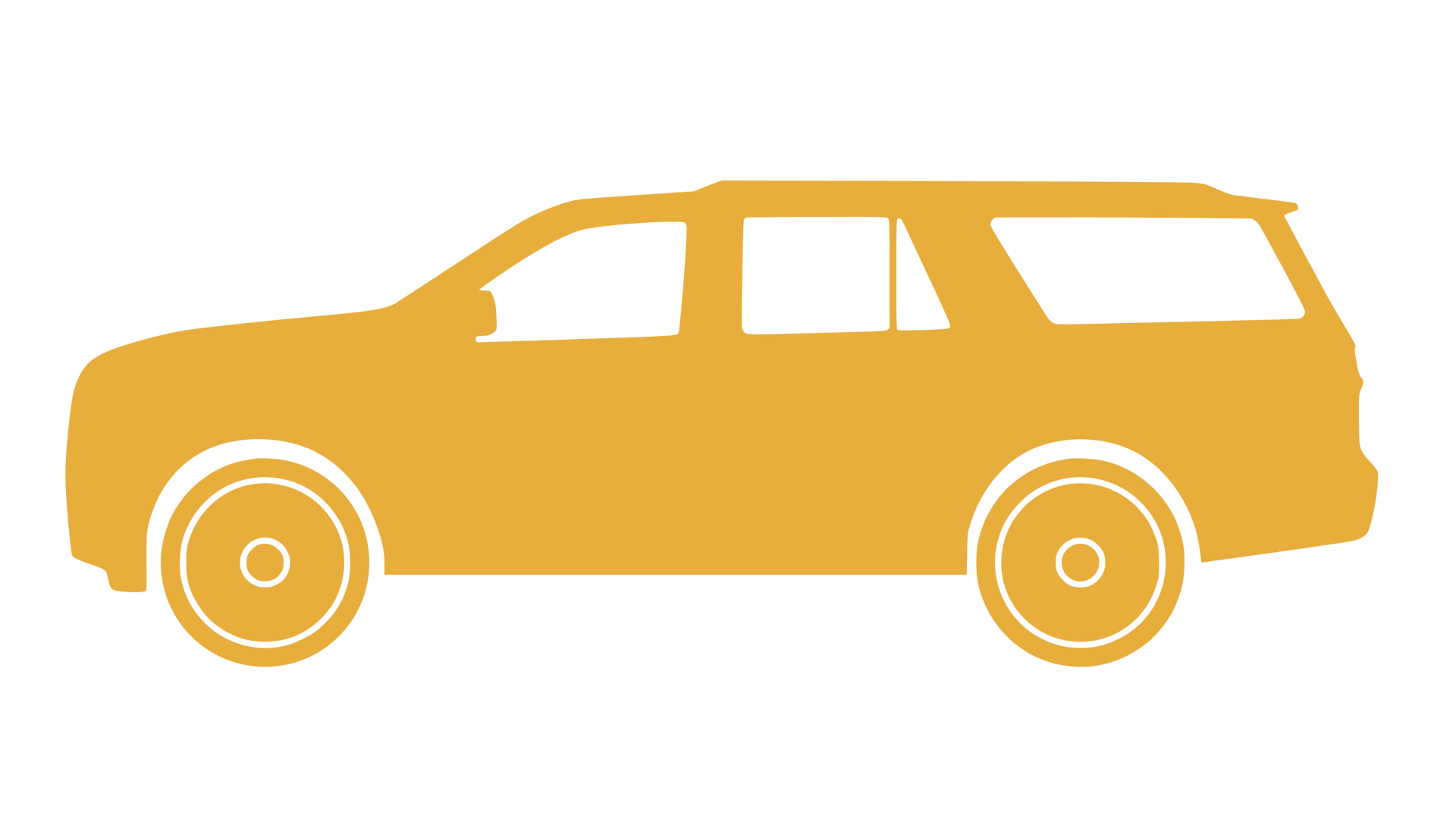 Yellow SUV side view.