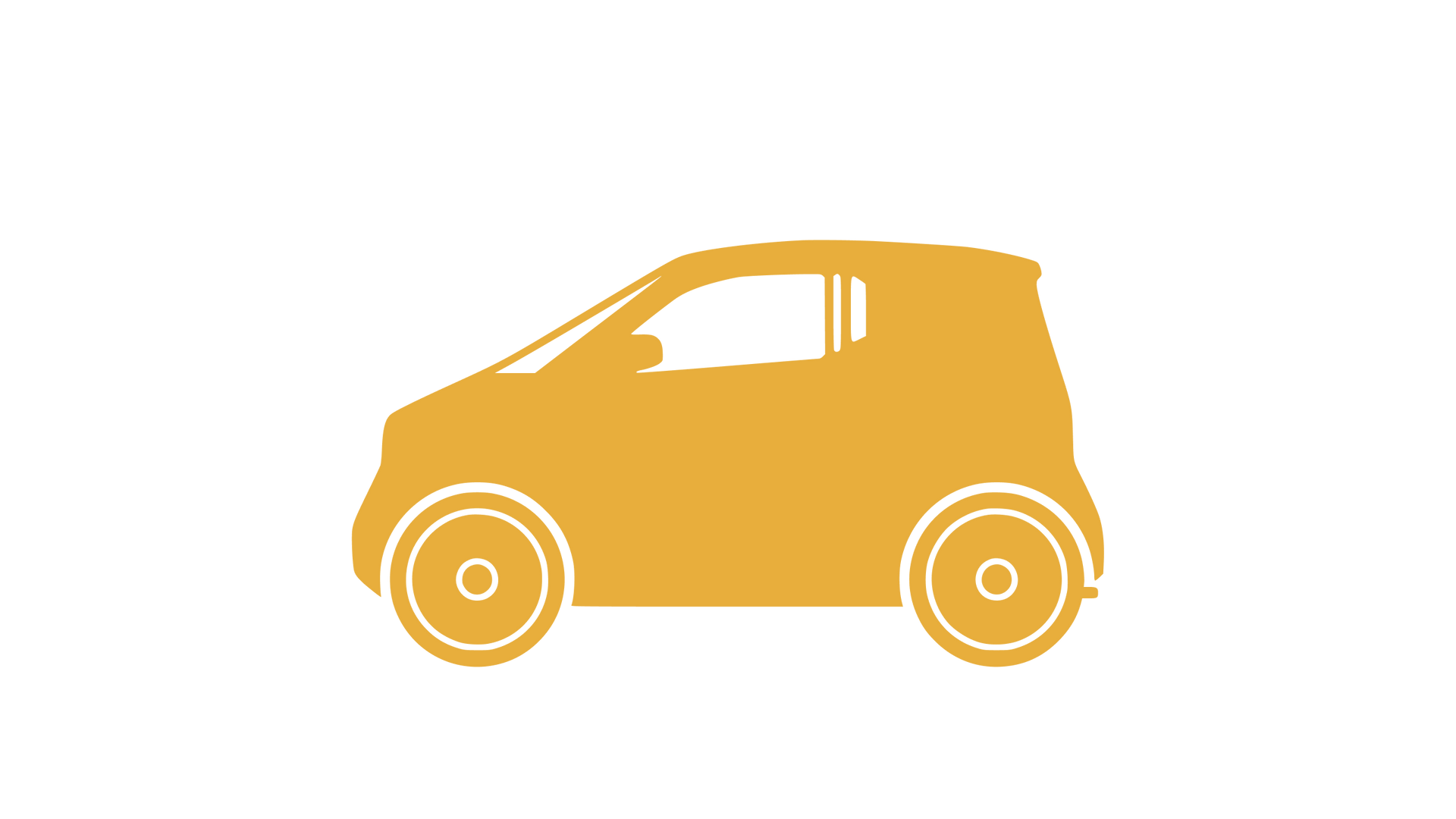 Yellow compact car silhouette.