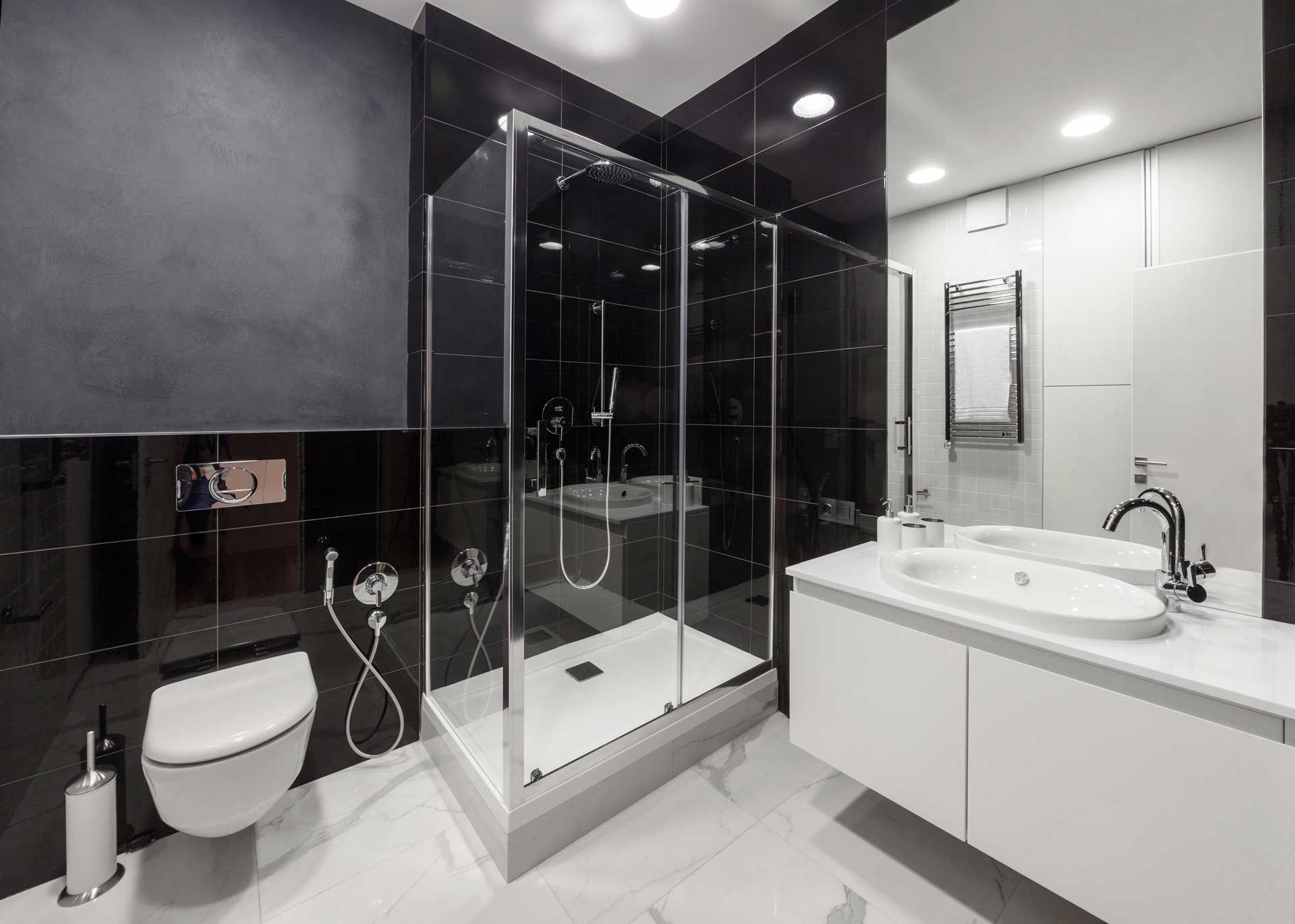 Modern black and white bathroom