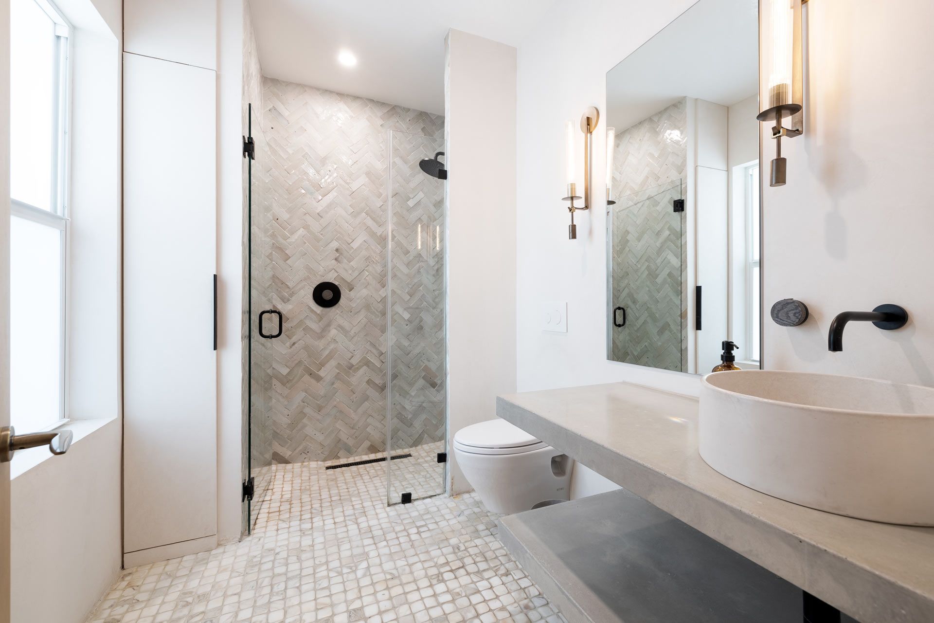 Modern bathroom with a glass shower