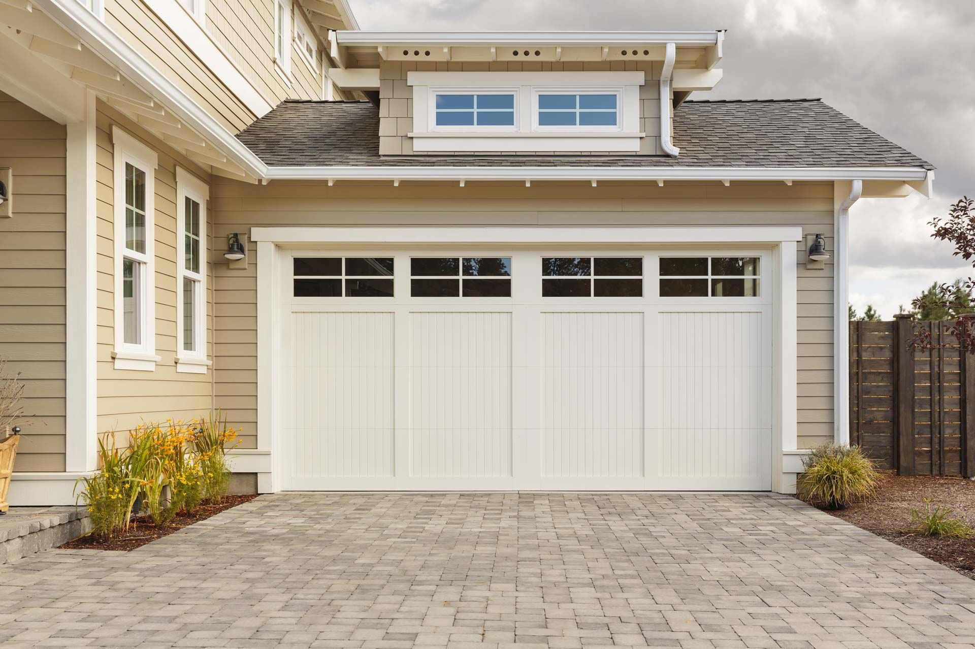 A white garage door