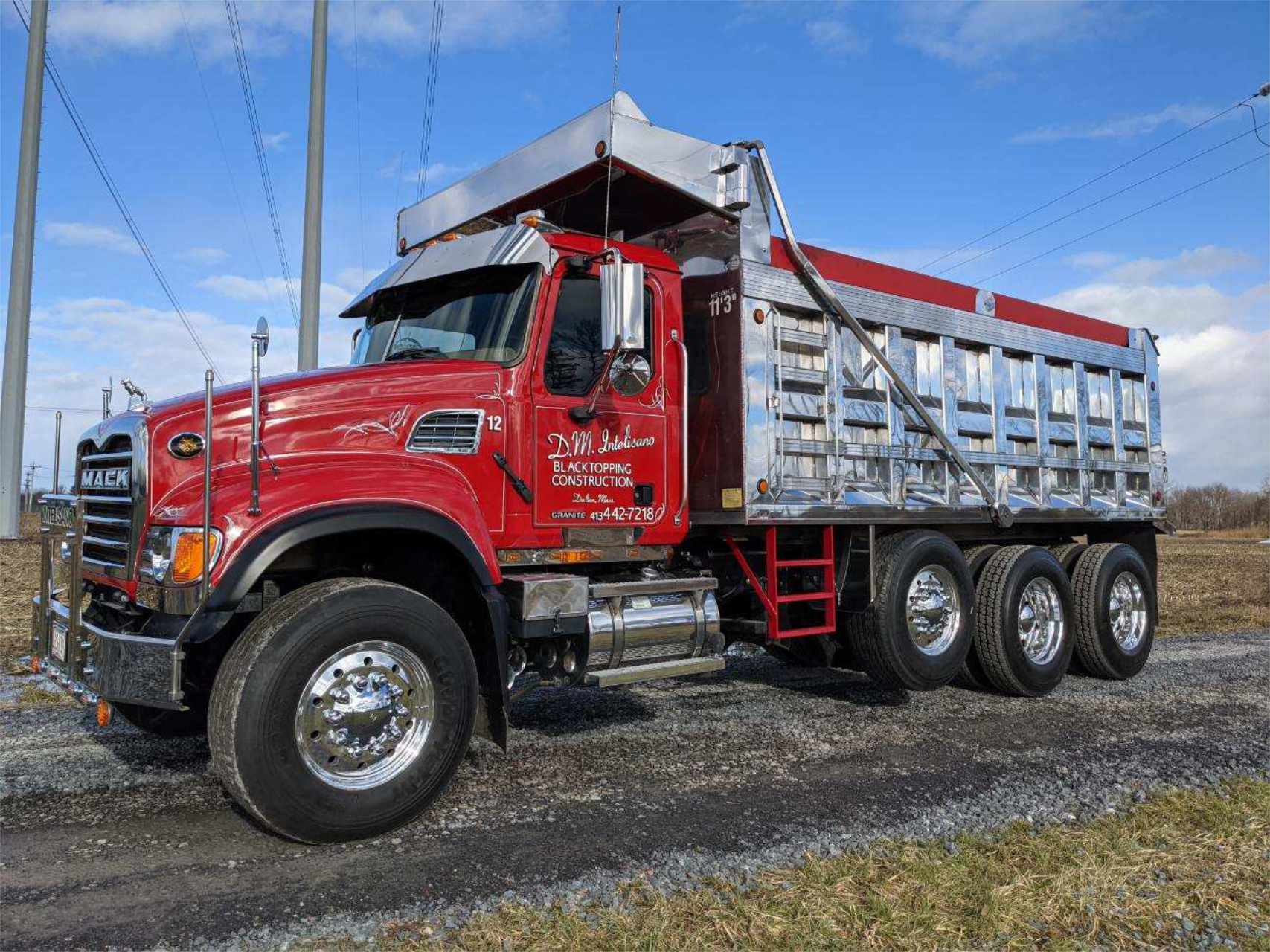 polished red and chrome dump truck