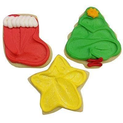 Christmas cookies in the shape of a stocking a christmas tree and a star