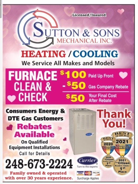 Special Flyer — Waterford Township, MI — Sutton & Son's Mechanical