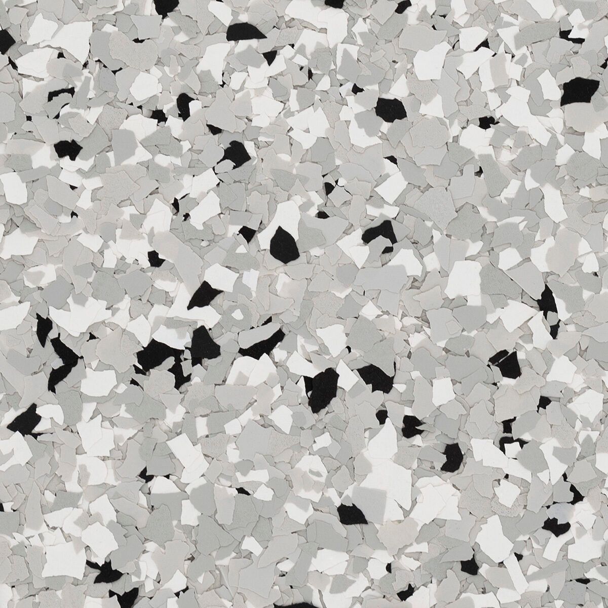Speckled flooring pattern with white, gray, and black chips.