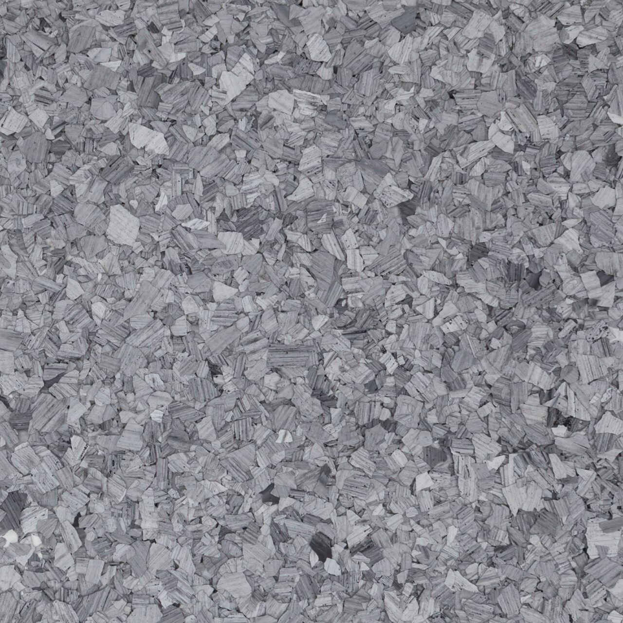 Gray speckled floor covering.