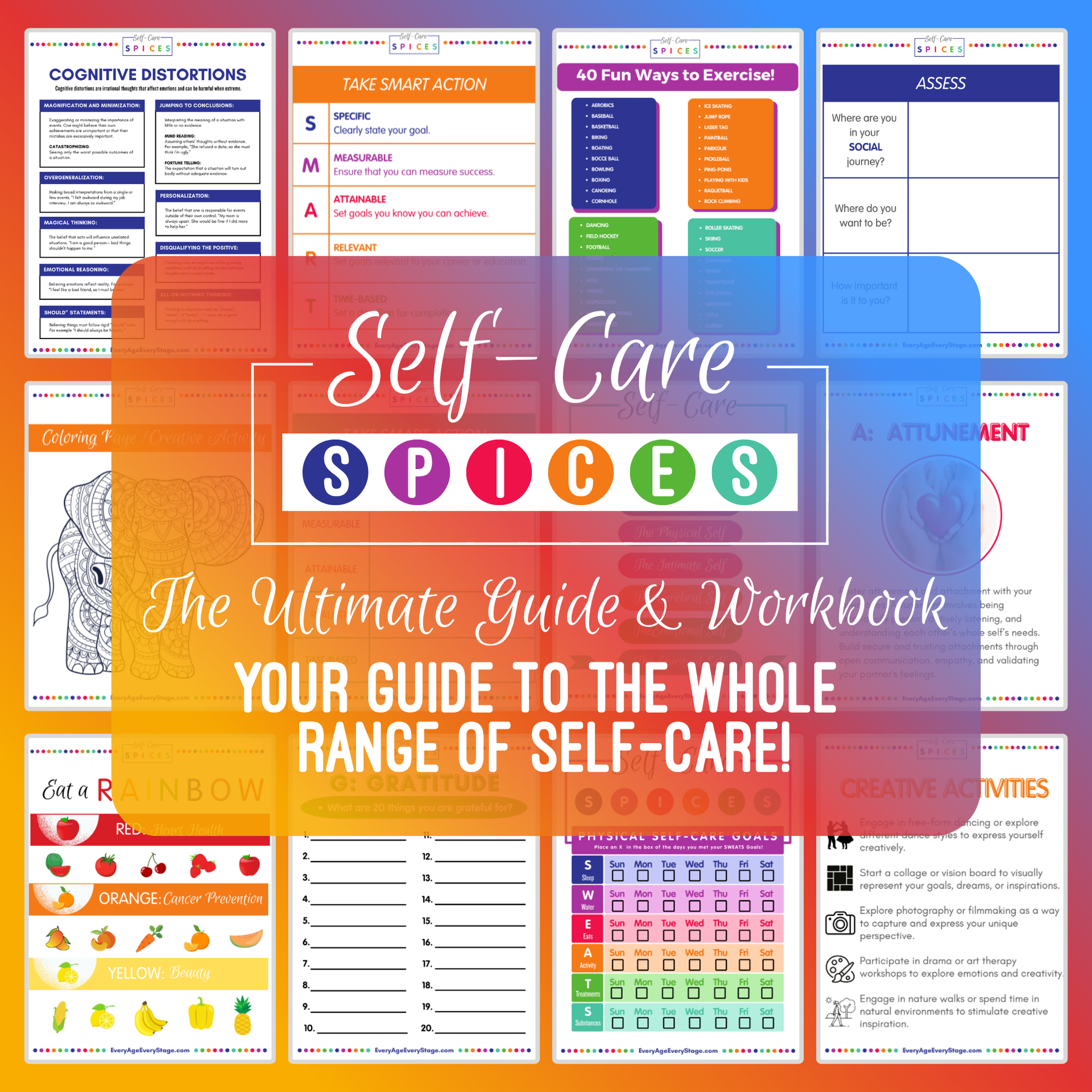 The Complete Self-Care SPICES Bundle - All 6 Guided Workbooks by Lana Draney Smith, LPC