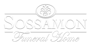 Logo for Sossamon Funeral Home, featuring the business name in elegant serif and script fonts with a decorative emblem.