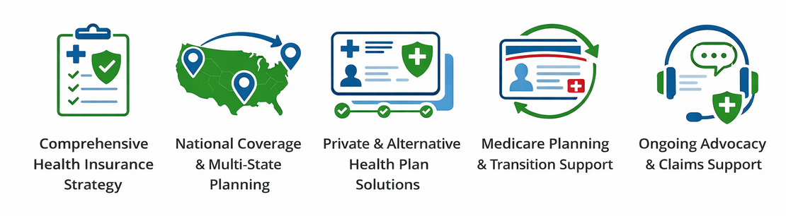 Explore health insurance solutions including private plans, Medicare, and multi-state coverage with expert guidance tailored to your needs.