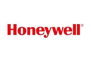 El logotipo de Honeywell es rojo y blanco sobre un fondo blanco.