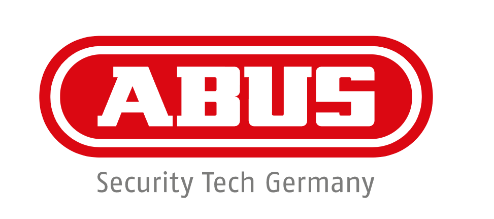 Un logotipo rojo y blanco para Abus Security Tech Alemania