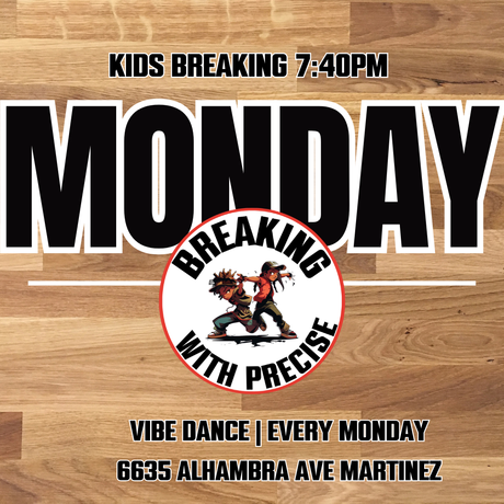 Ages: 6-12 7:40PM - 8:40PM Breaking is perfect for kids who want to unleash their creative potential, meet new friends, burn excess energy, boost cognitive ability, learn cool moves, be loose and free, and so much more. With breaking coming to the Olympics in 2024, this is the perfect time to get your kids or yourself involved with the dance and art form that has now taken a global spotlight.