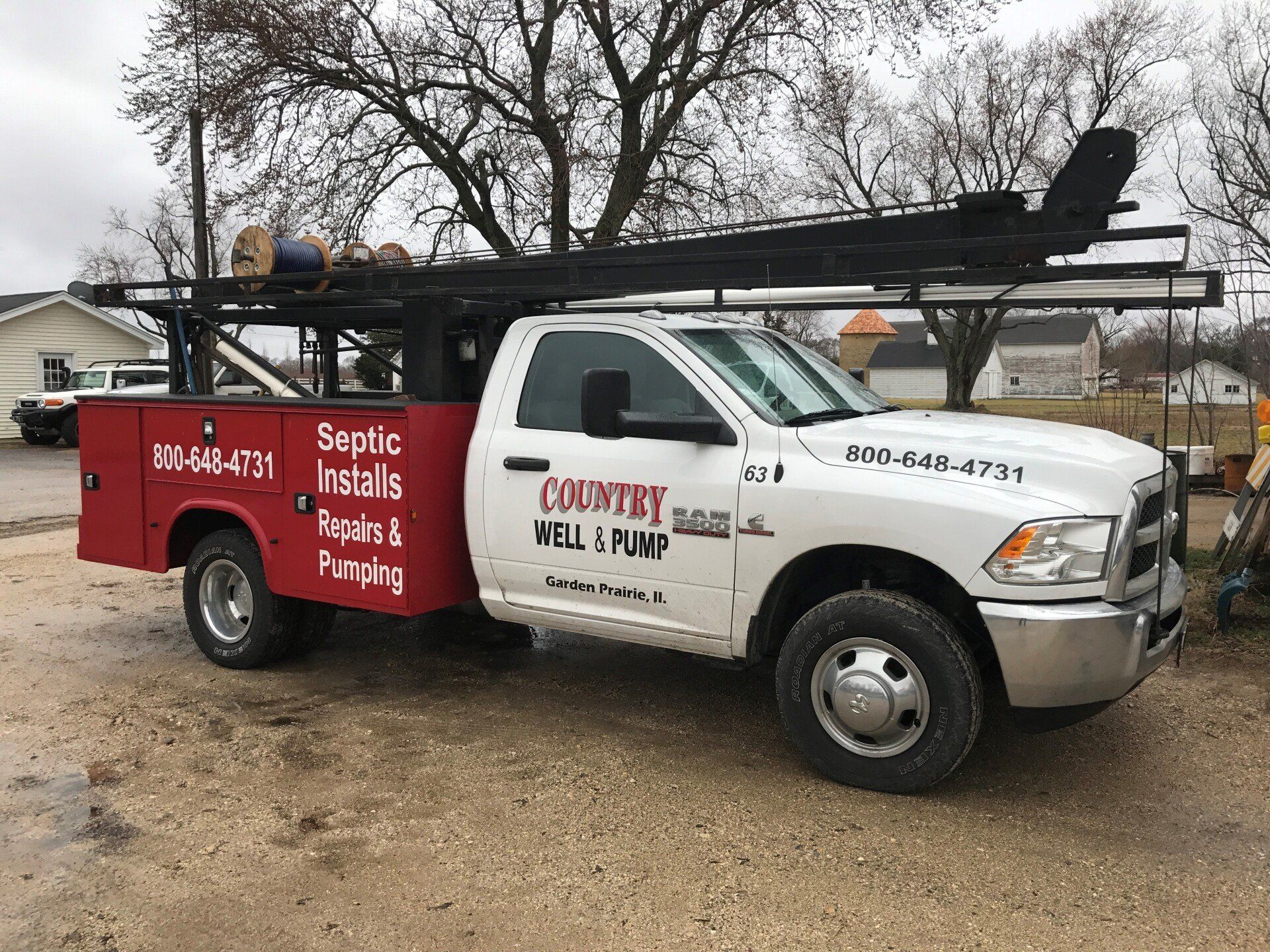 Red And White Service Truck — Garden Prairie, IL — Country Well & Pump