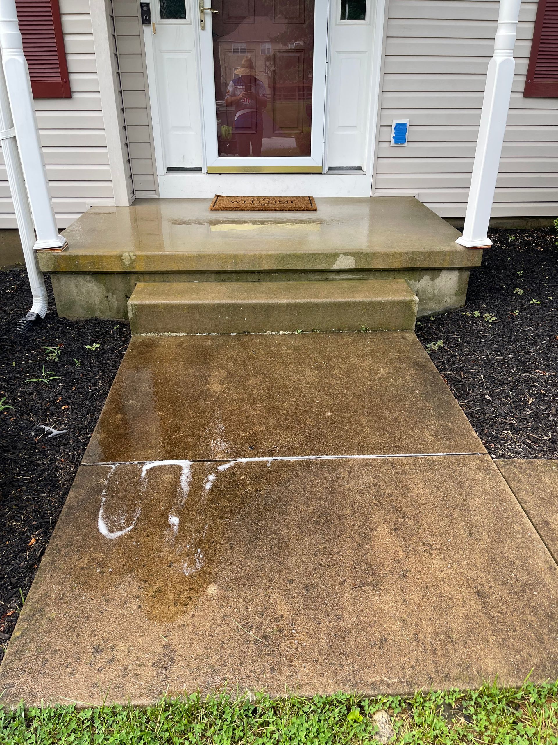 Before Front Porch Power Washing
