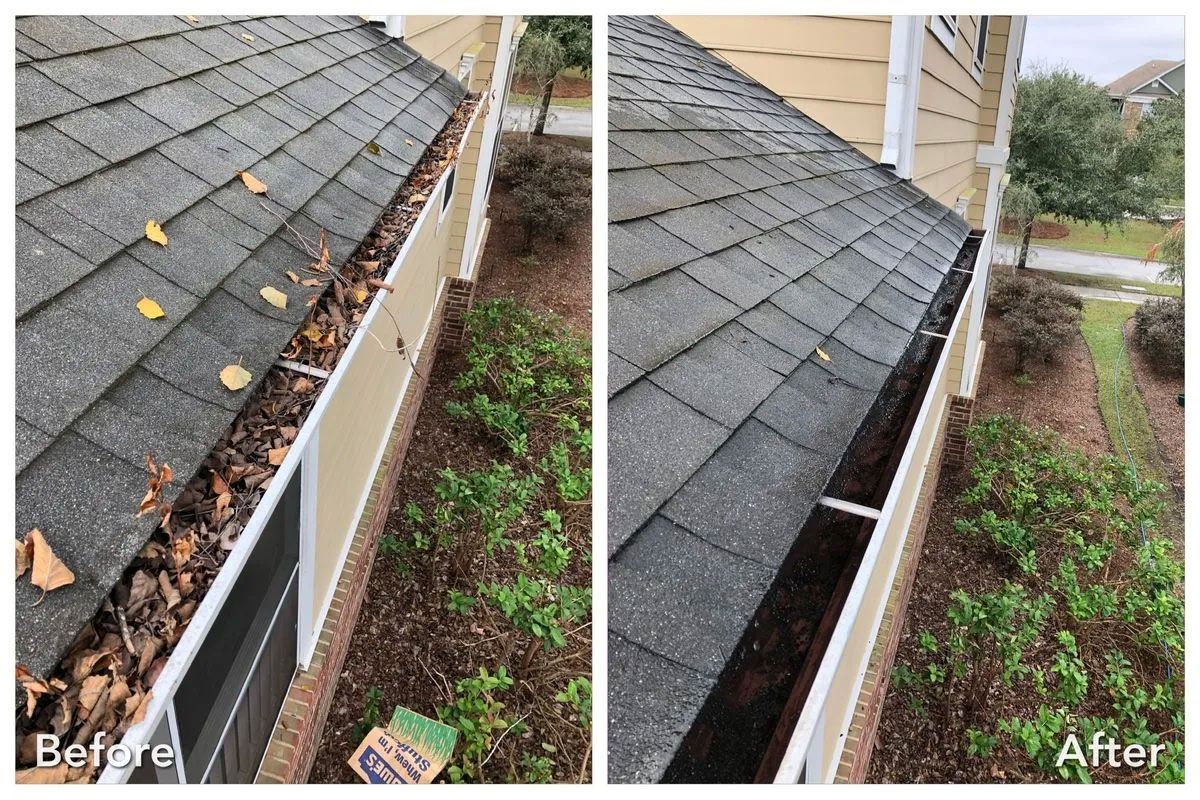 Before and After House Gutter Cleaning