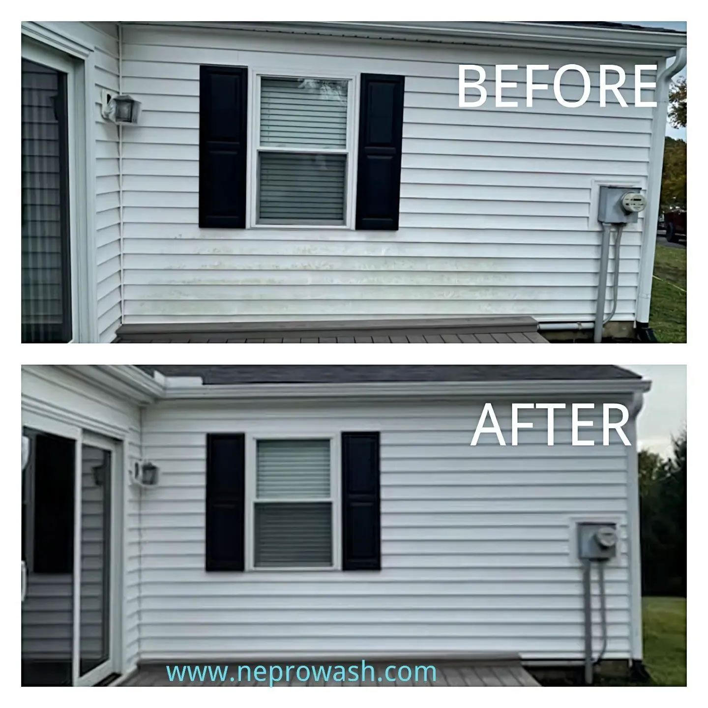 Before and After House Wall Power Washing