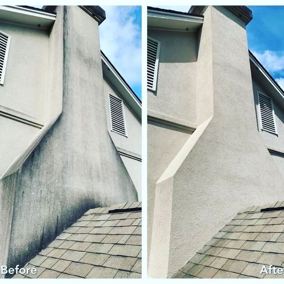 Before and After House Wall Pressure Washing